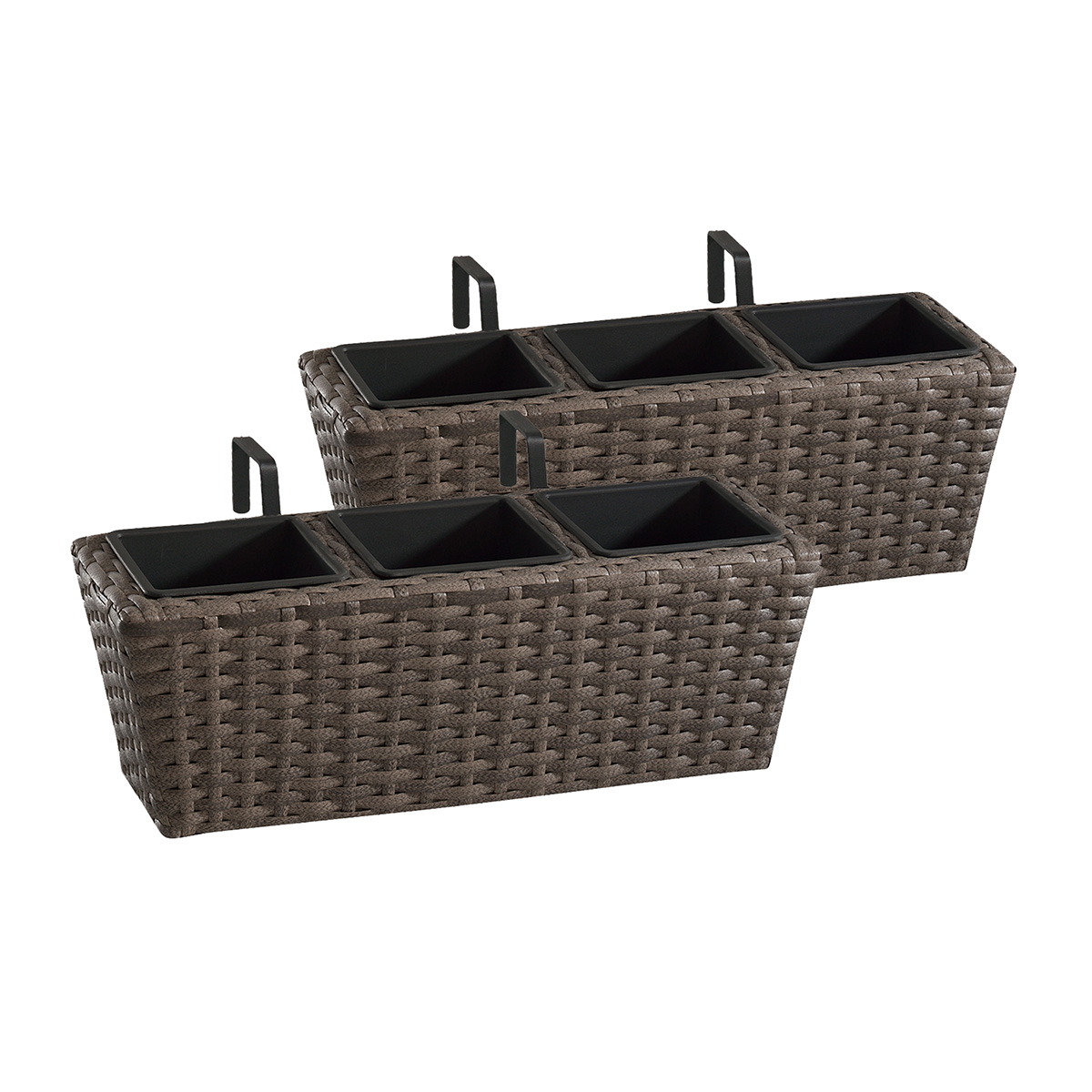 inkl. 3er Balkonkasten Kunststoffeinsatz 47 x Polyrattan Stück x 15cm, 17 Gartenfreude 2 -